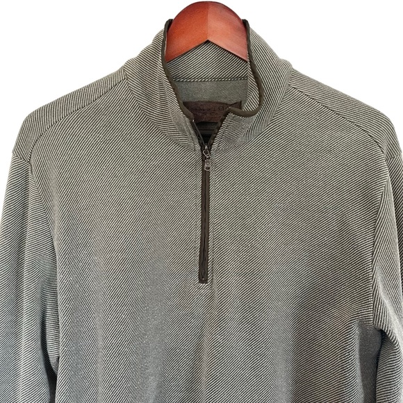 Comstock & Co 1/4 Zip Pullover Mock Neck Green White Sz Large - Picture 2 of 12